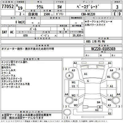 Toyota RAUM  с аукциона в Японии