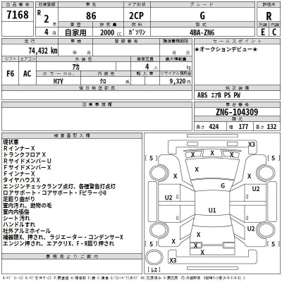 Toyota GT 86  с аукциона в Японии