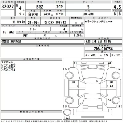 Subaru BRZ  с аукциона в Японии
