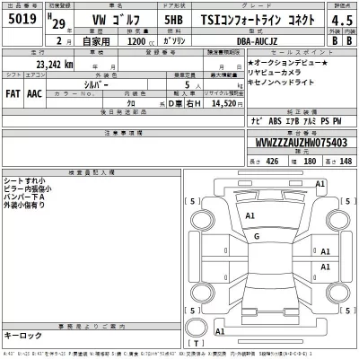 Volkswagen GOLF  с аукциона в Японии