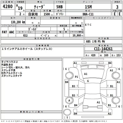 Nissan TIIDA  с аукциона в Японии