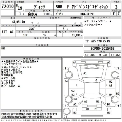 Toyota VITZ  с аукциона в Японии