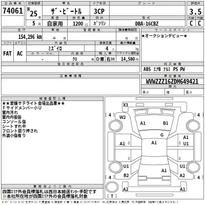 Volkswagen THE BEETLE  с аукциона в Японии