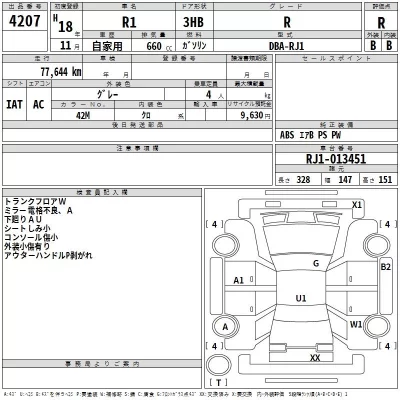 Subaru R1  с аукциона в Японии