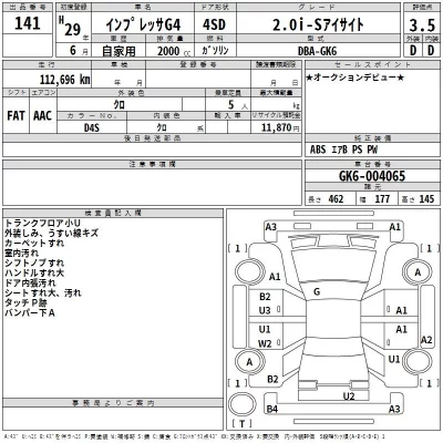 Subaru IMPREZA G4  с аукциона в Японии