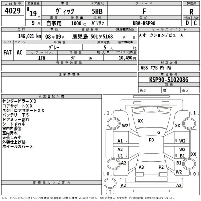 Toyota VITZ  с аукциона в Японии