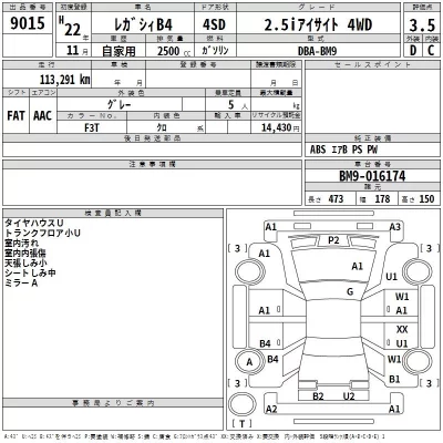 Subaru LEGACY B4  с аукциона в Японии