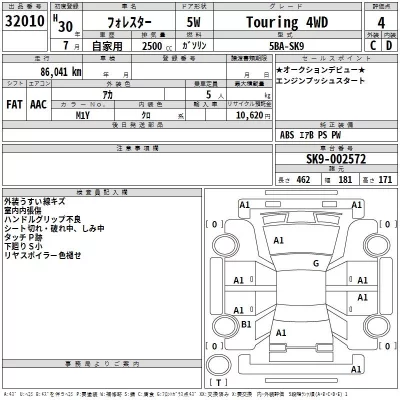 Subaru FORESTER  с аукциона в Японии