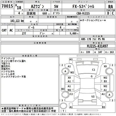 Mazda AZ WAGON  с аукциона в Японии