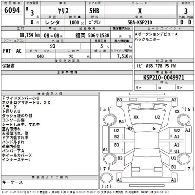 Toyota YARIS  с аукциона в Японии