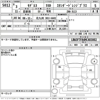 Tesla MODEL3  с аукциона в Японии