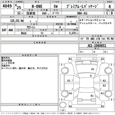 Honda N ONE  с аукциона в Японии