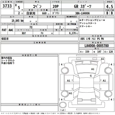 Toyota COPEN  с аукциона в Японии
