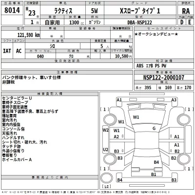 Toyota RACTIS  с аукциона в Японии