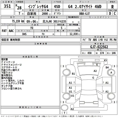 Subaru IMPREZA G4  с аукциона в Японии