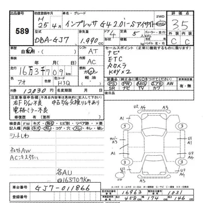 Subaru IMPREZA G4  с аукциона в Японии