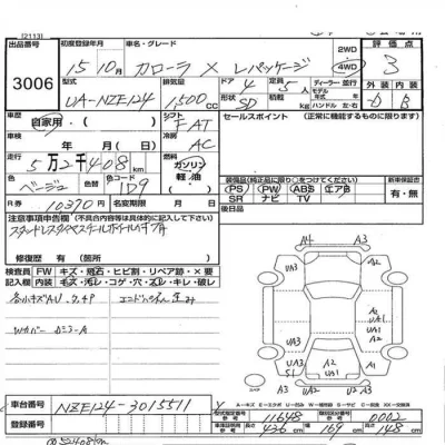 Toyota COROLLA  с аукциона в Японии