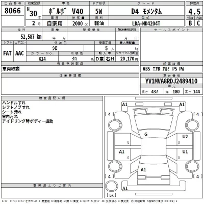Volvo V40  с аукциона в Японии