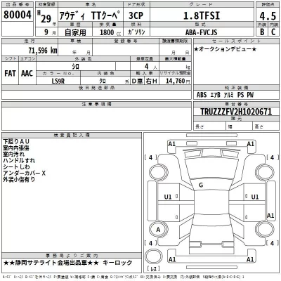 Audi TT  с аукциона в Японии