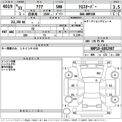 Toyota AQUA  с аукциона в Японии
