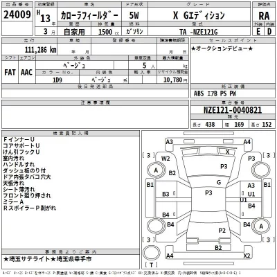 Toyota COROLLA FIELDER  с аукциона в Японии