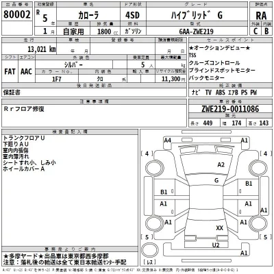 Toyota COROLLA  с аукциона в Японии