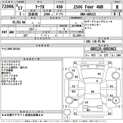 Toyota MARK X  с аукциона в Японии