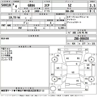 Toyota GT 86  с аукциона в Японии