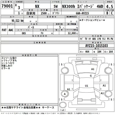 Lexus NX  с аукциона в Японии