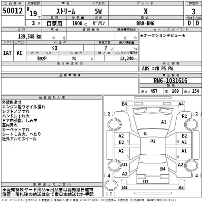 Honda STREAM  с аукциона в Японии