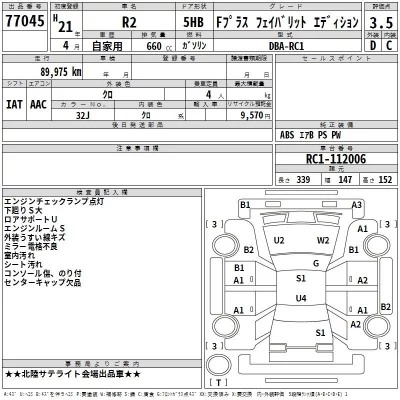 Subaru R2  с аукциона в Японии