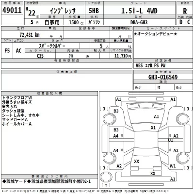Subaru IMPREZA  с аукциона в Японии