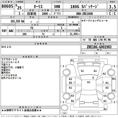 Toyota AURIS  с аукциона в Японии
