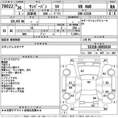 Subaru SAMBAR  с аукциона в Японии