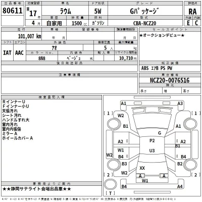 Toyota RAUM  с аукциона в Японии