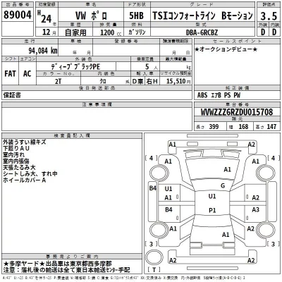 Volkswagen POLO  с аукциона в Японии