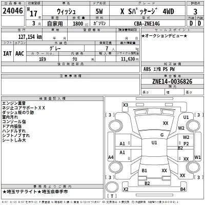 Toyota WISH  с аукциона в Японии