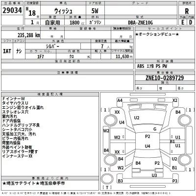 Toyota WISH  с аукциона в Японии