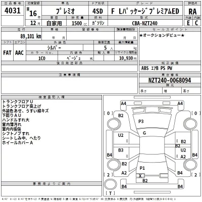 Toyota PREMIO  с аукциона в Японии