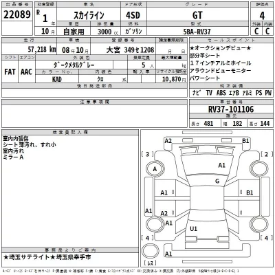 Nissan SKYLINE  с аукциона в Японии