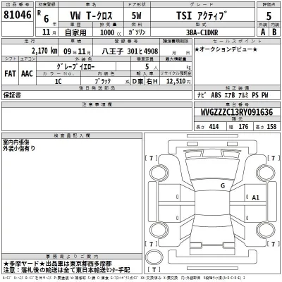 Volkswagen T-CROSS  с аукциона в Японии