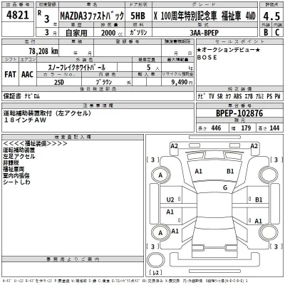 Mazda MAZDA3  с аукциона в Японии