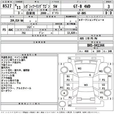 Subaru LEGACY  с аукциона в Японии