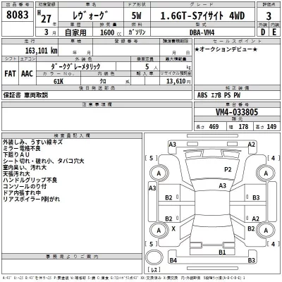 Subaru LEVORG  с аукциона в Японии