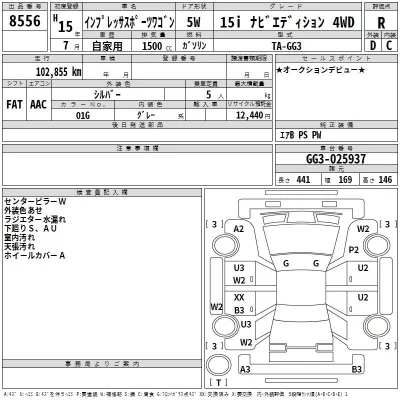 Subaru IMPREZA  с аукциона в Японии