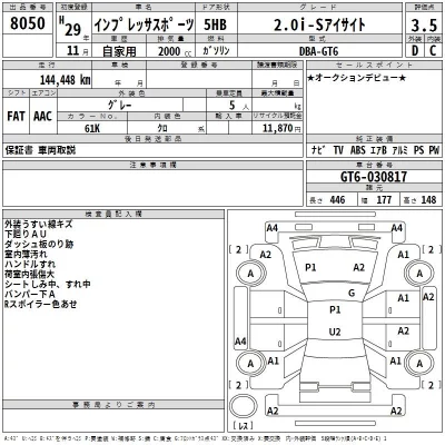 Subaru IMPREZA  с аукциона в Японии