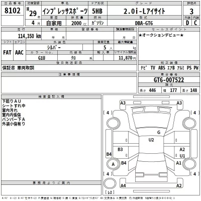 Subaru IMPREZA  с аукциона в Японии