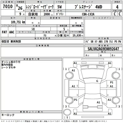 Rover RANGE ROVER  с аукциона в Японии