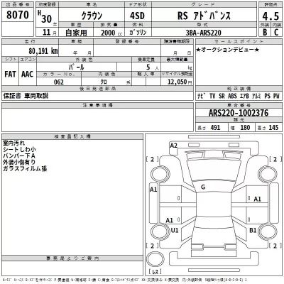 Toyota CROWN  с аукциона в Японии