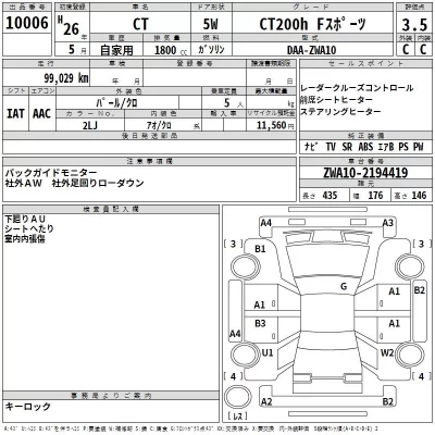 Lexus CT  с аукциона в Японии
